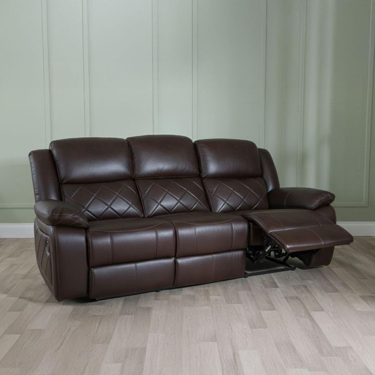 Bentley Brown Leather 3 Seater Recliner Sofa