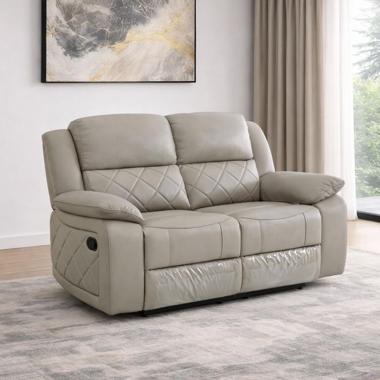 Bentley Grey Leather 2 Seater Recliner Sofa