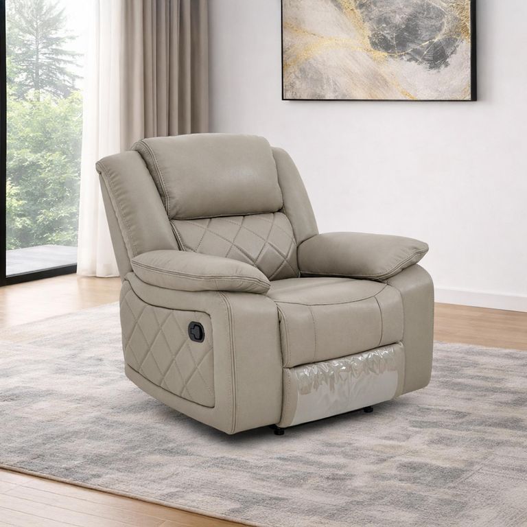 Bentley Grey Leather Recliner Armchair