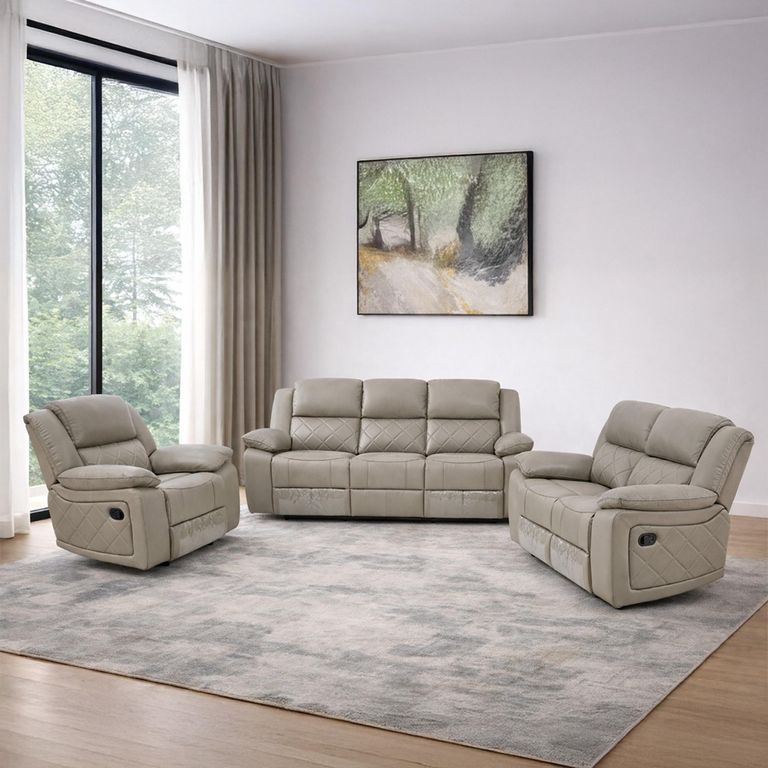 Bentley Grey Leather Recliner Sofa Set