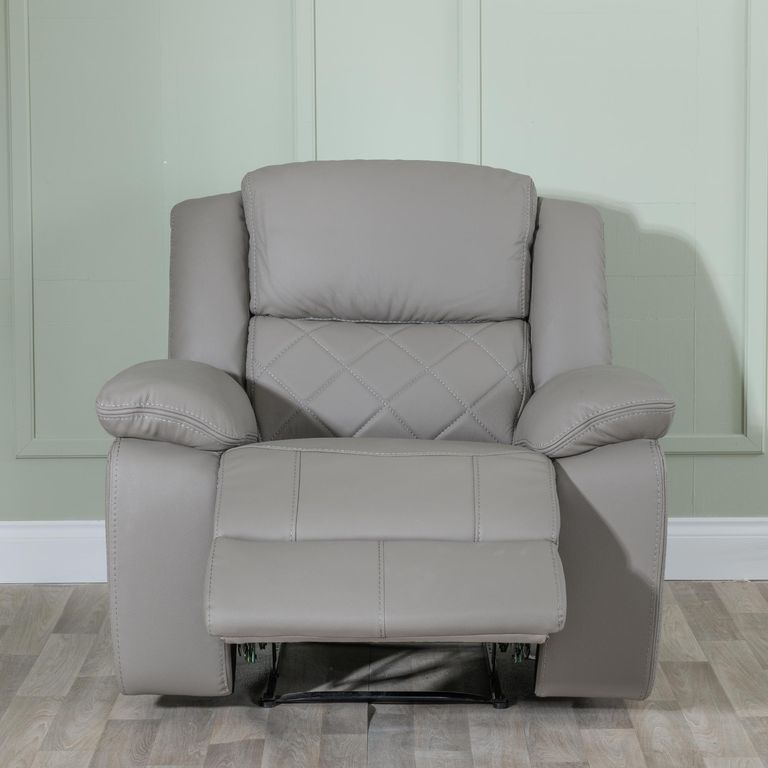 Bentley Light Grey Leather Recliner Armchair