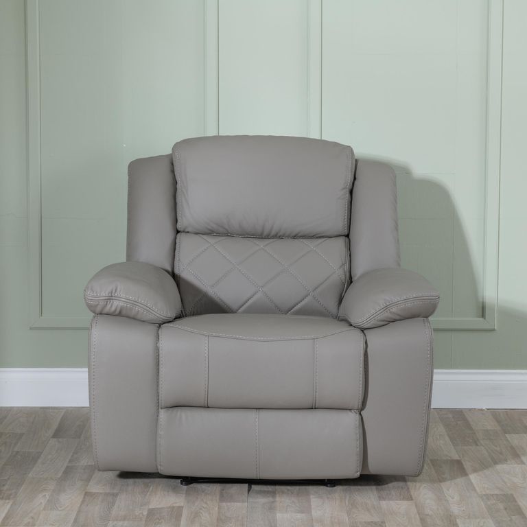 Bentley Light Grey Leather Recliner Armchair