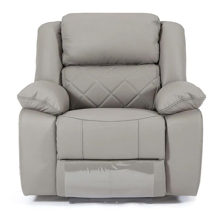 Bentley Light Grey Leather Recliner Armchair