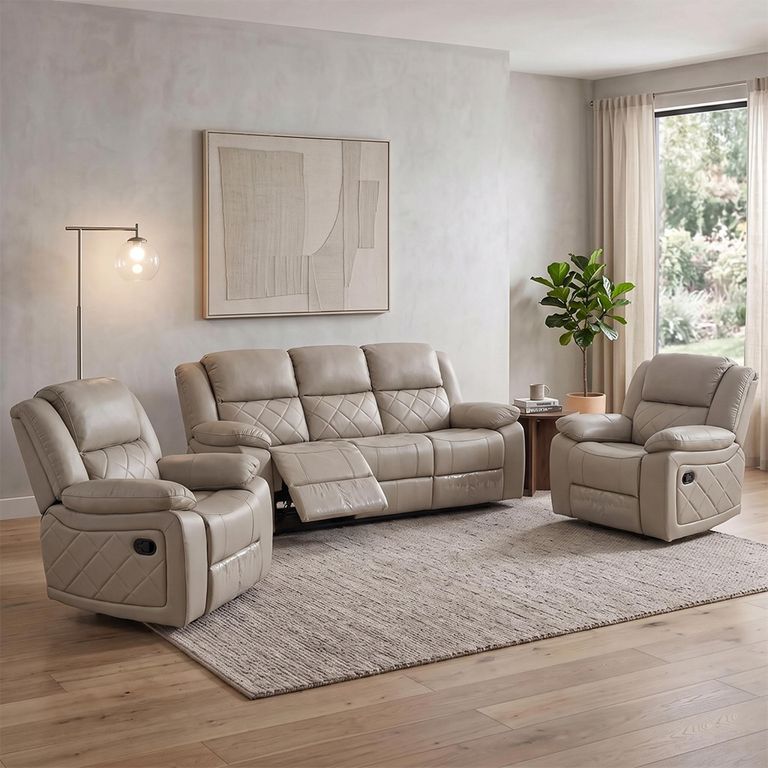 Bentley Recliner Sofa Set - Grey Leather