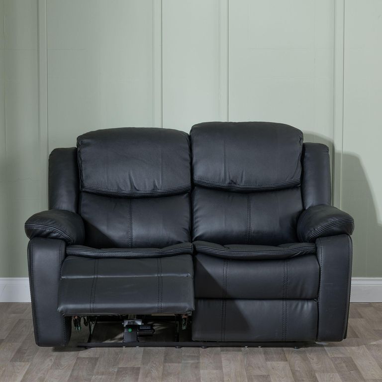 Berlin Black Leather 2 Seater Recliner Sofa
