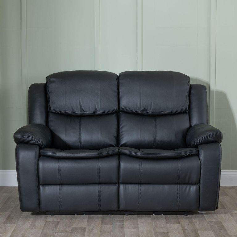 Berlin Black Leather 2 Seater Recliner Sofa