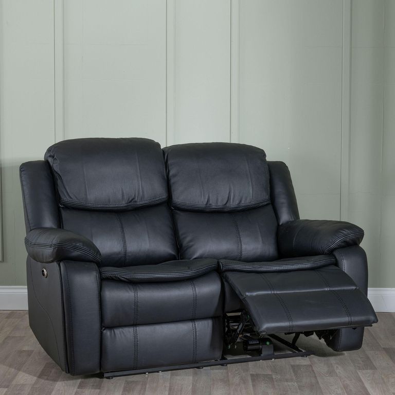 Berlin Black Leather 2 Seater Recliner Sofa