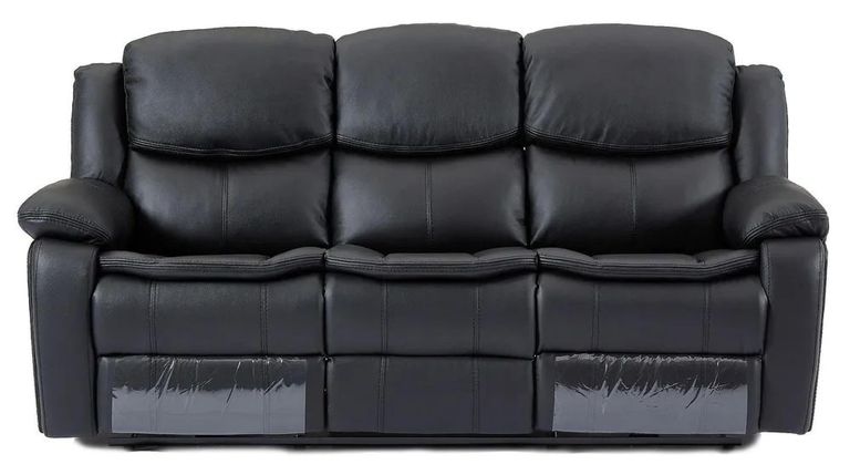 Berlin Black Leather 3 Seater Recliner Sofa