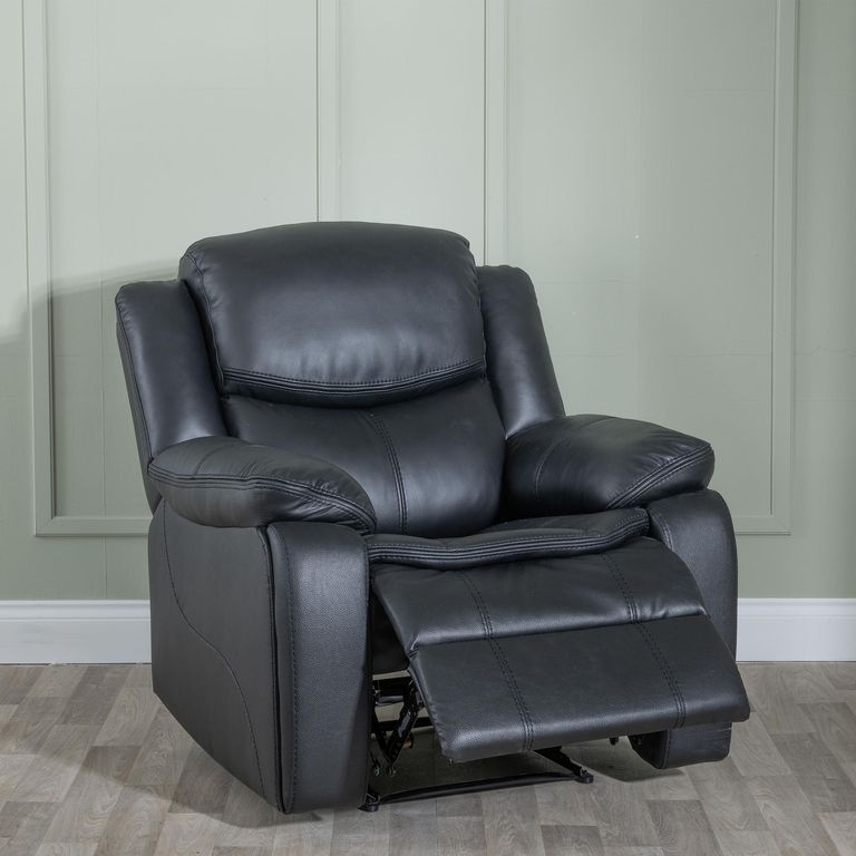 Berlin Black Leather Recliner Armchair