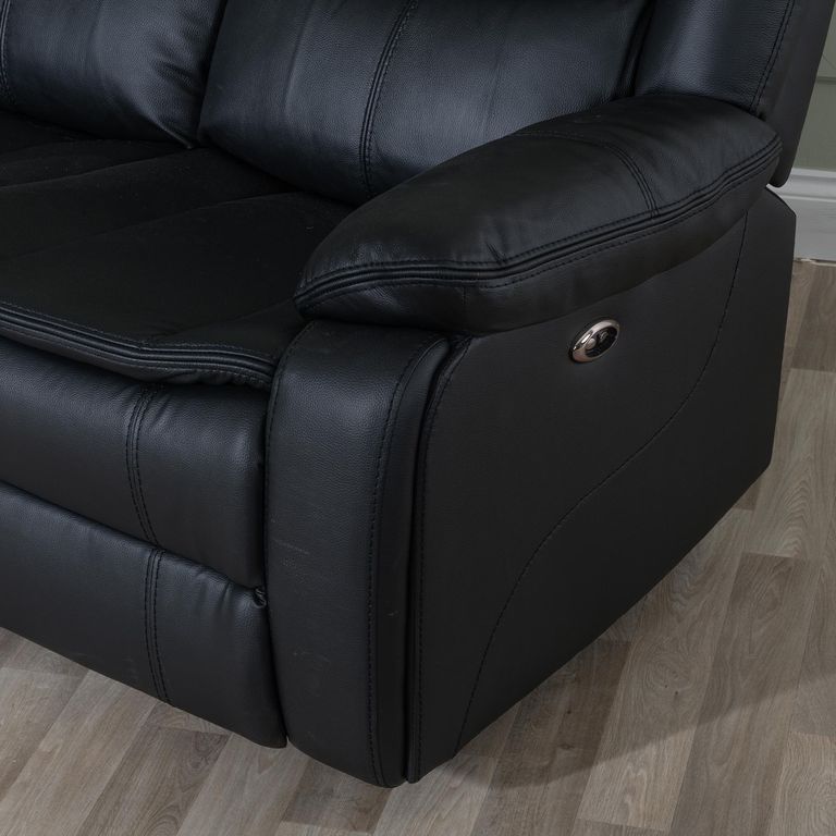 Berlin Black Leather Recliner Sofa Set