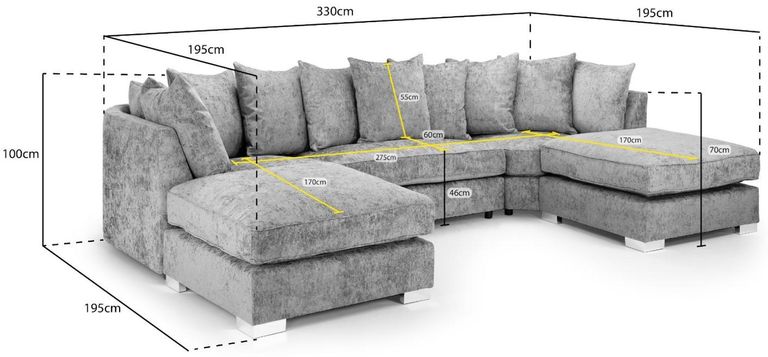 Bishop U Shape Corner Sofa Suite - Scatterback - Truffle Velvet Fabric