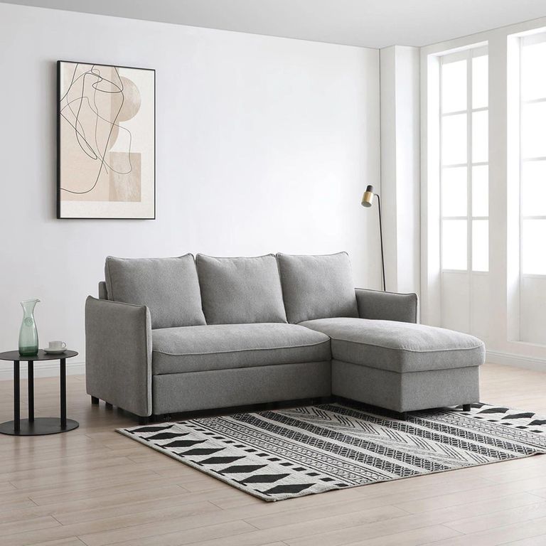 Blaire Sofa Bed - Athena Grey Velvet Fabric - Corner