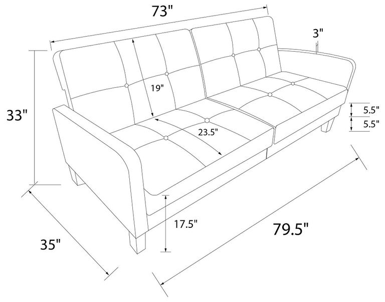 Bon Grey Linen Fabric 2 Seater Sofa Bed - 2211429WCUK