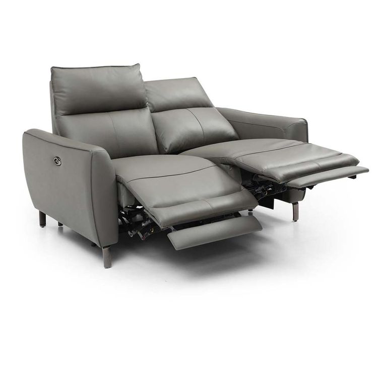 Brooke Electric Recliner Sofa - Grey Leather - 2 Seater