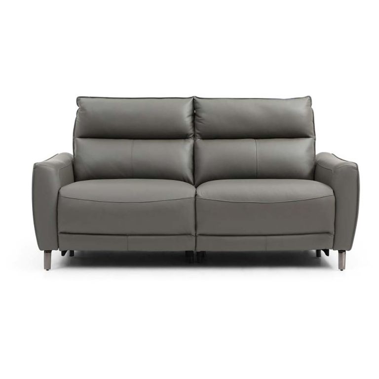 Brooke Electric Recliner Sofa - Grey Leather - 3 Seater