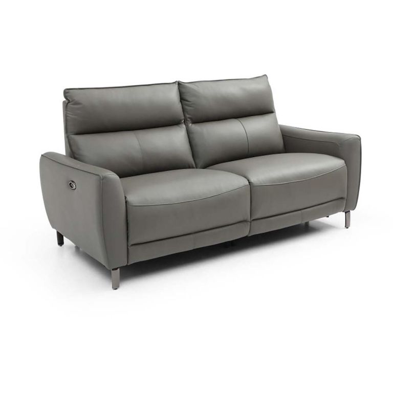 Brooke Electric Recliner Sofa - Grey Leather - 3 Seater