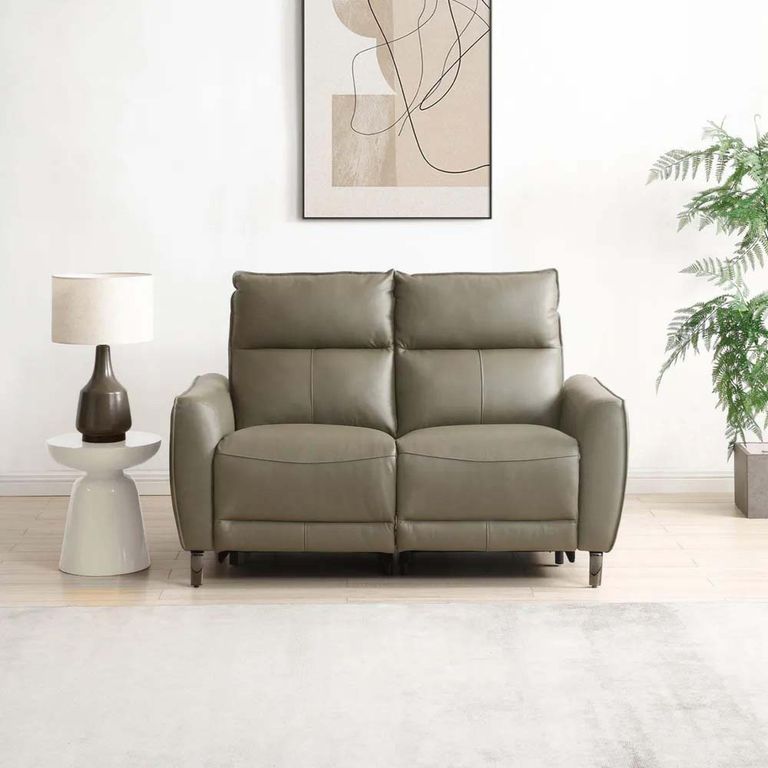 Brooke Electric Recliner Sofa - Taupe Leather - 2 Seater