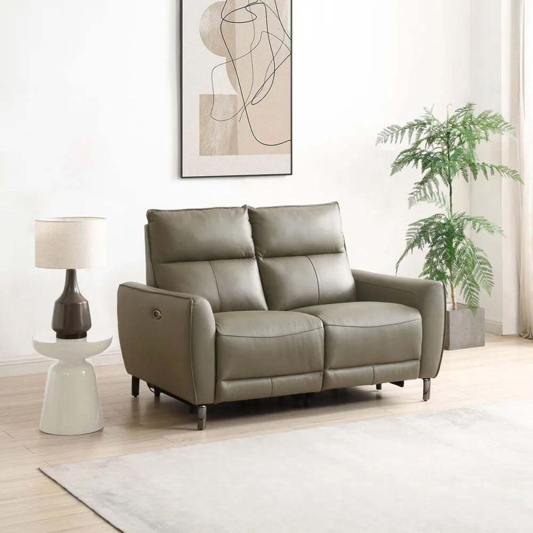 Brooke Electric Recliner Sofa - Taupe Leather - 2 Seater