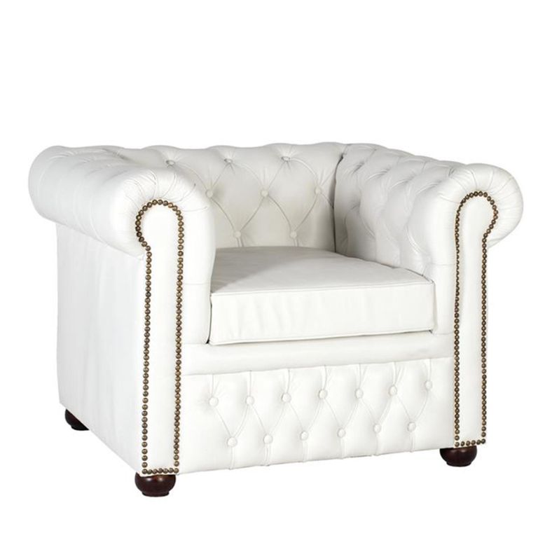 Caserta Armchair - White Leather Chester