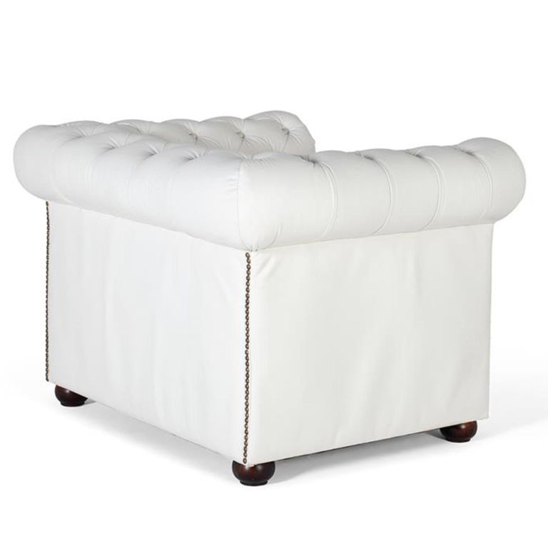 Caserta Armchair - White Leather Chester