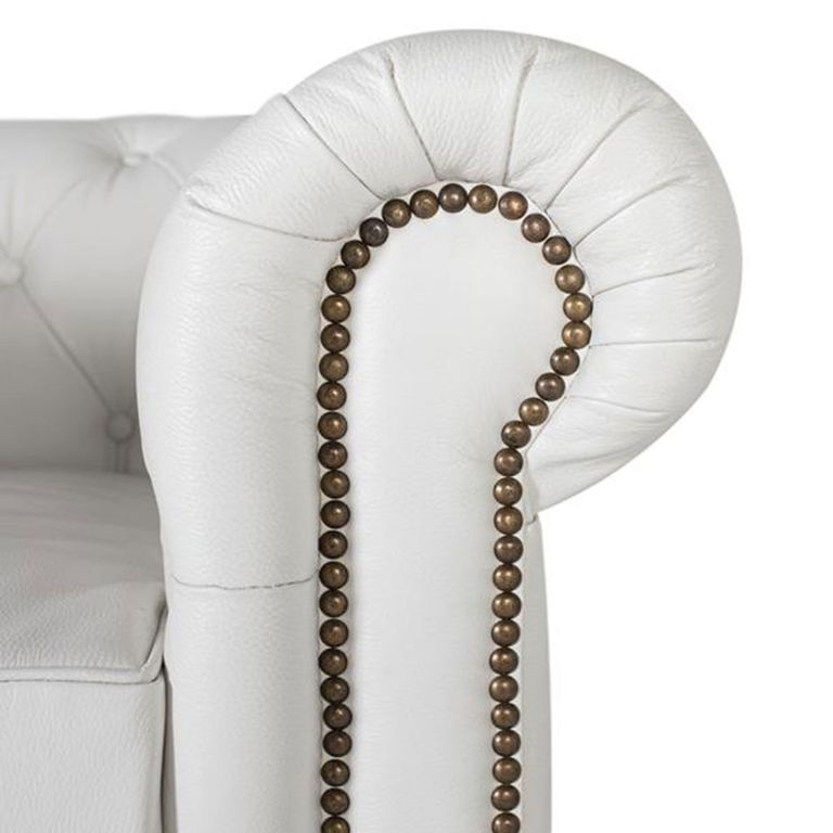 Caserta Armchair - White Leather Chester