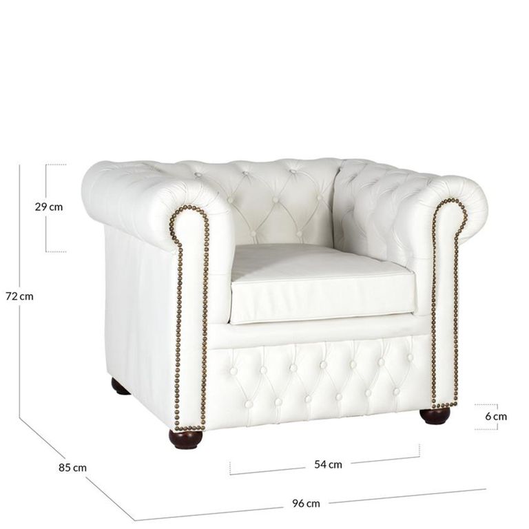 Caserta Armchair - White Leather Chester
