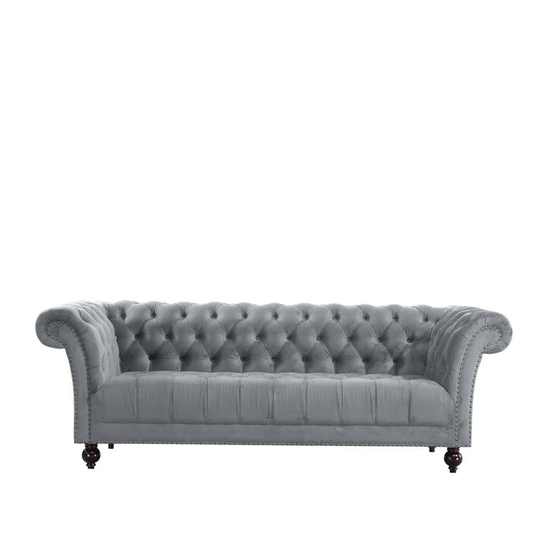 Chester 3 Seater Sofa - Grey Velvet Fabric