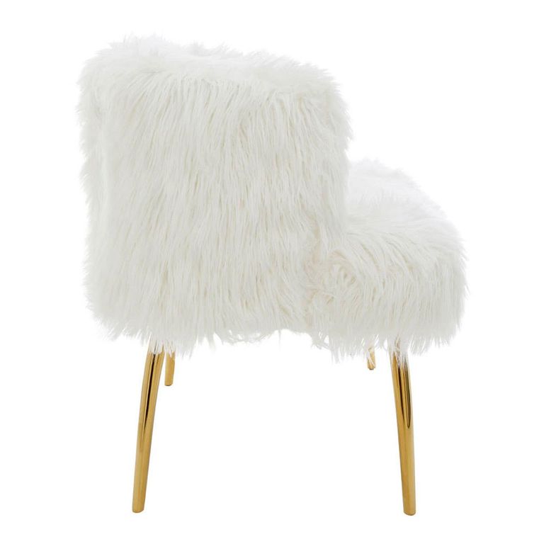 Clarence Sofa - 2 Seater - White Faux Fur with Gold Legs