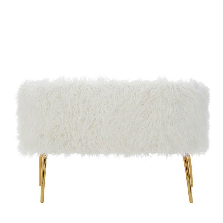 Clarence Sofa - 2 Seater - White Faux Fur with Gold Legs