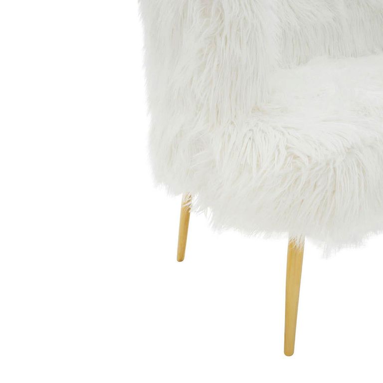 Clarence Sofa - 2 Seater - White Faux Fur with Gold Legs