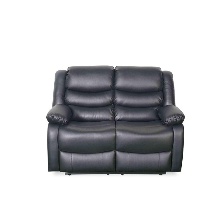 Conrad Manual Recliner Sofa - Black Leather - 2 Seater