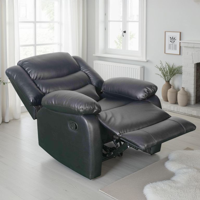 Conrad Manual Recliner Armchair - Black Leather