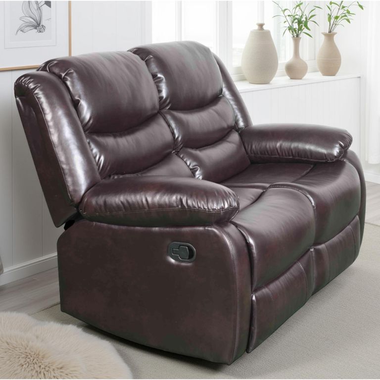 Conrad Manual Recliner Sofa - Brown Leather - 2 Seater