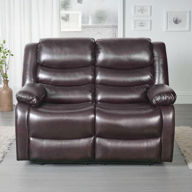 Conrad Manual Recliner Sofa Set - Brown Leather - 3+2 Seater