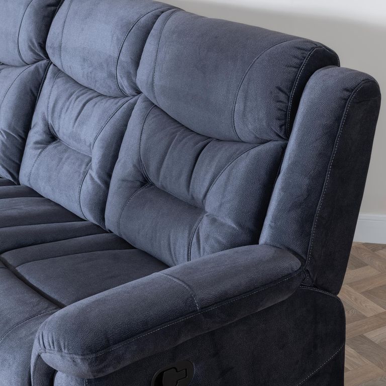 Dudley Silvano Blue Fabric 3 Seater Recliner Sofa