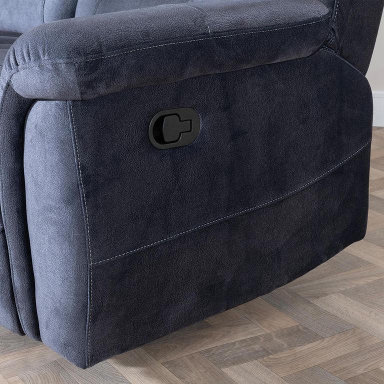 Dudley Silvano Blue Fabric 3 Seater Recliner Sofa