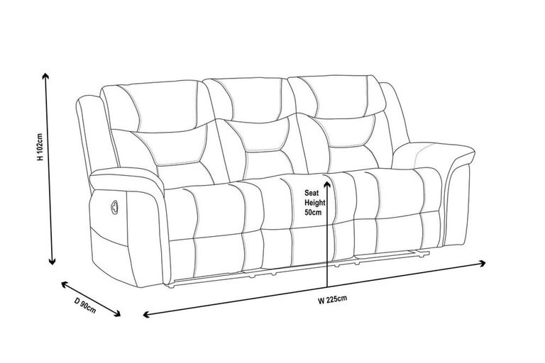 Dudley Silvano Blue Fabric 3 Seater Recliner Sofa