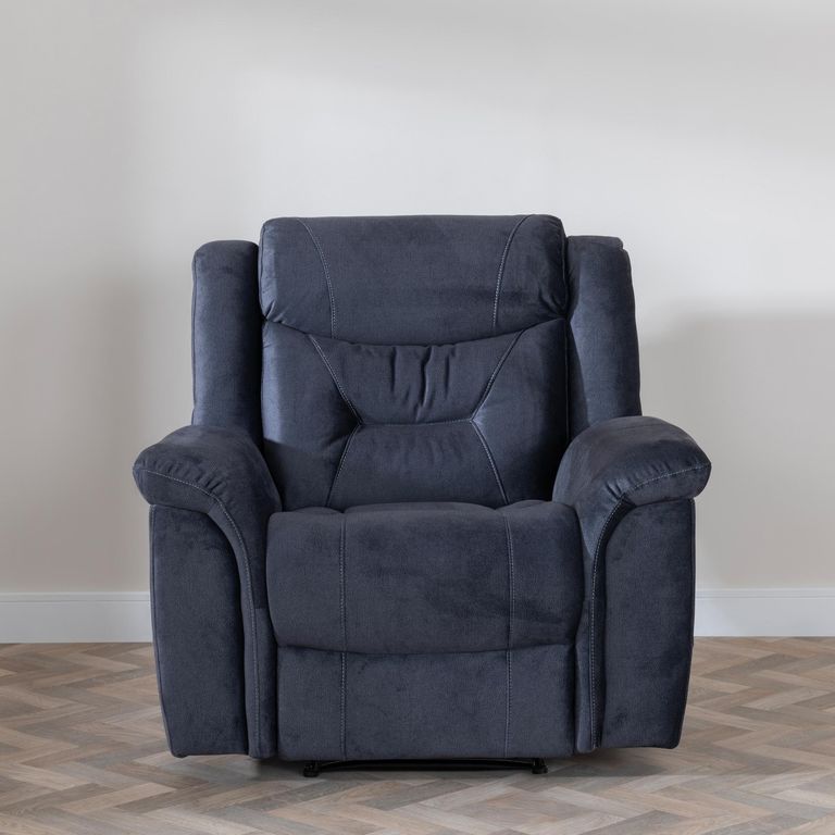 Dudley Silvano Blue Fabric Recliner Armchair