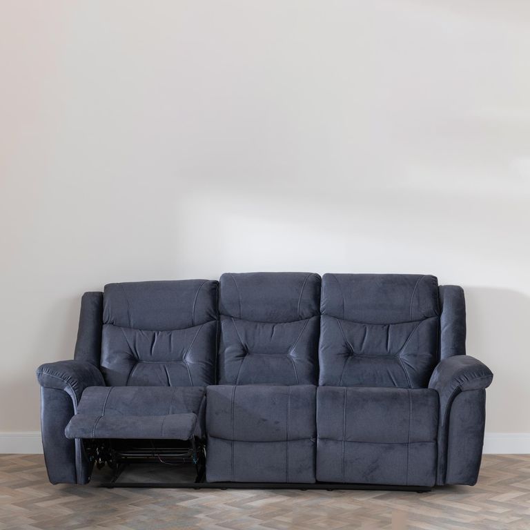 Dudley Silvano Blue Fabric Recliner Sofa Set