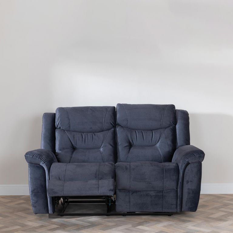 Dudley Silvano Blue Fabric Recliner Sofa Set