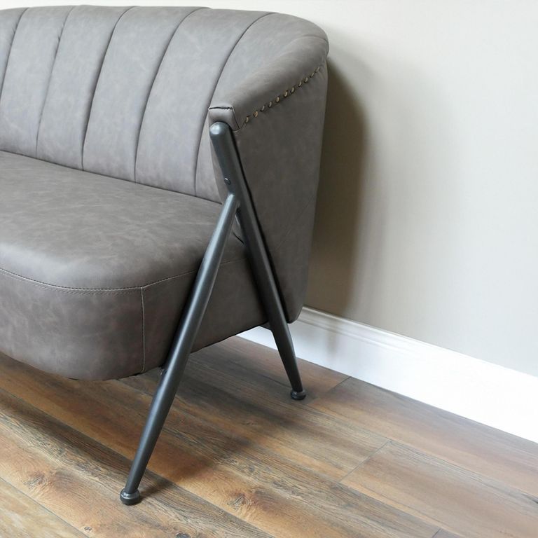 Sofa - Retro - 2 Seater - Grey Faux Leather