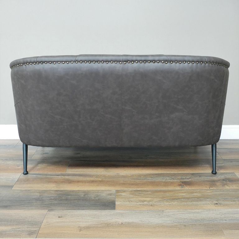 Sofa - Retro - 2 Seater - Grey Faux Leather