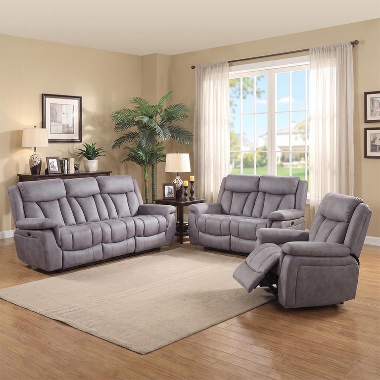Dylan Electric Recliner Sofa Set - Grey Fabric