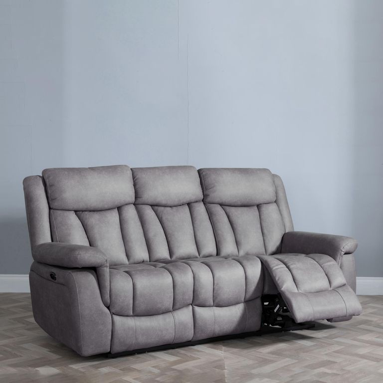 Dylan Grey Fabric 3 Seater Electric Recliner Sofa