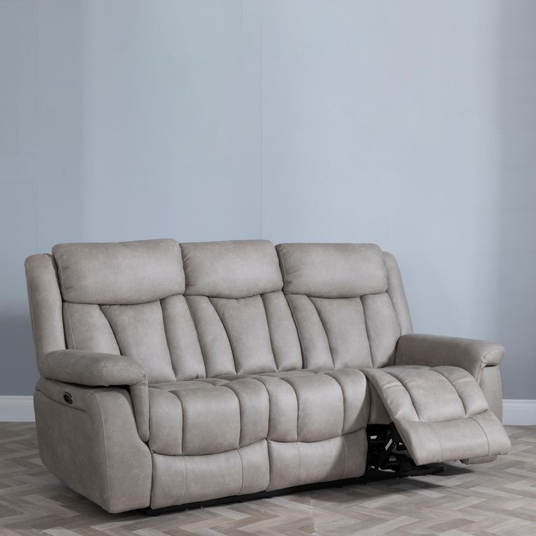 Dylan Sandstone Fabric Electric Recliner Sofa Set