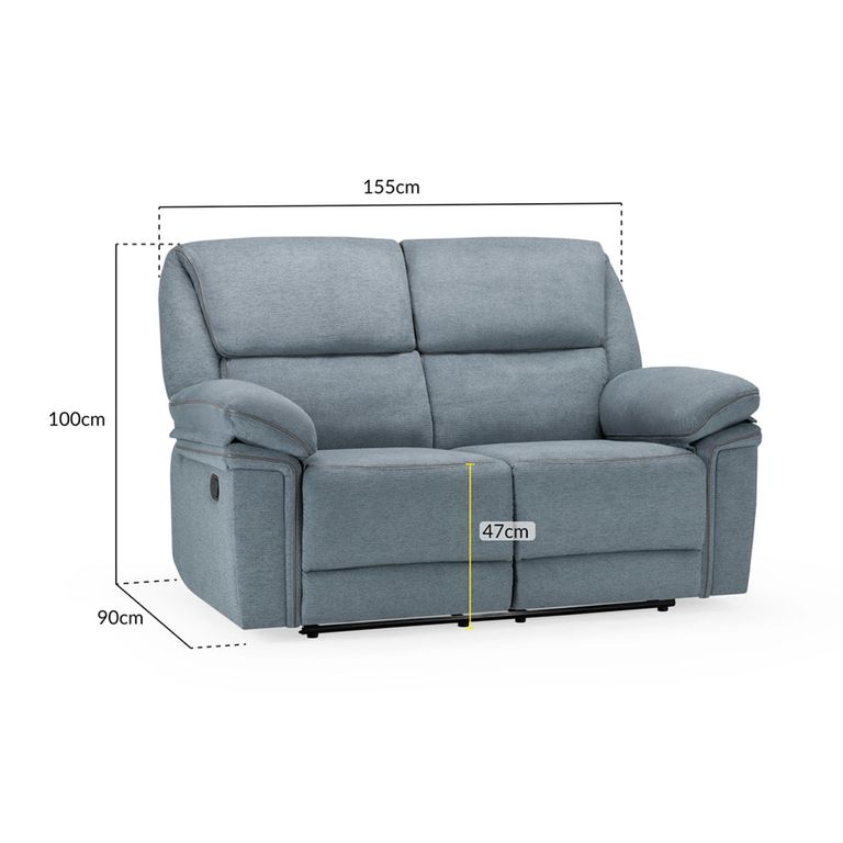 Elio Manual Recliner Sofa - Grey Fabric - 2 Seater