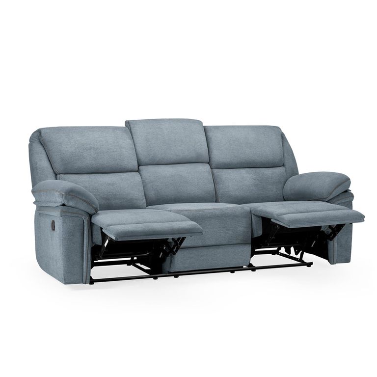Elio Manual Recliner Sofa - Grey Fabric - 3 Seater