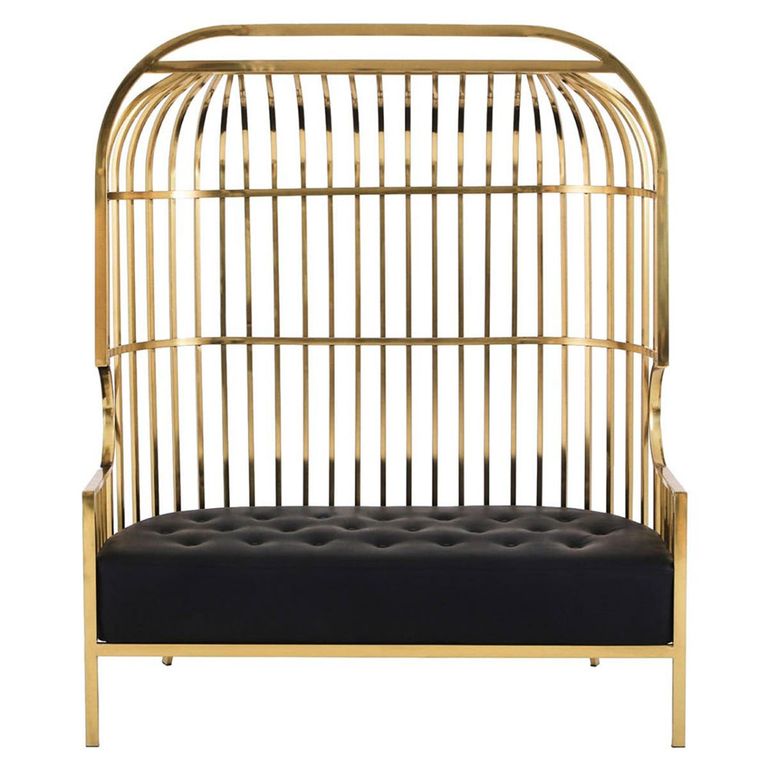 Eliza Sofa - 2 Seater - Gold Metal Frame with Dome Cage