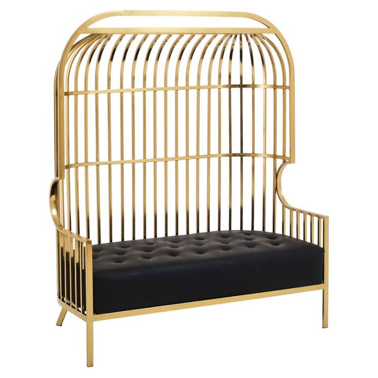 Eliza Sofa - 2 Seater - Gold Metal Frame with Dome Cage