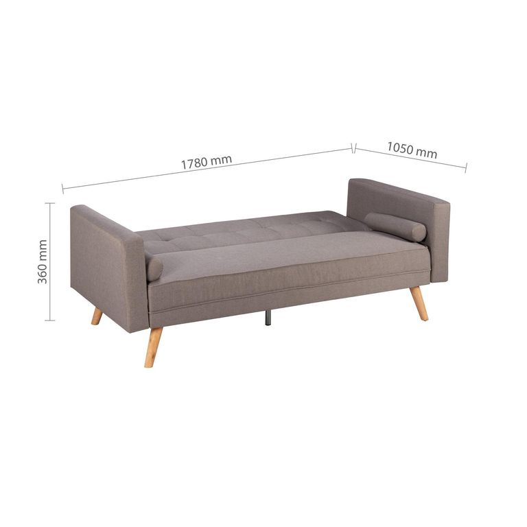 Ethan Click Clack Sofa Bed - 3 Seater - Grey Fabric